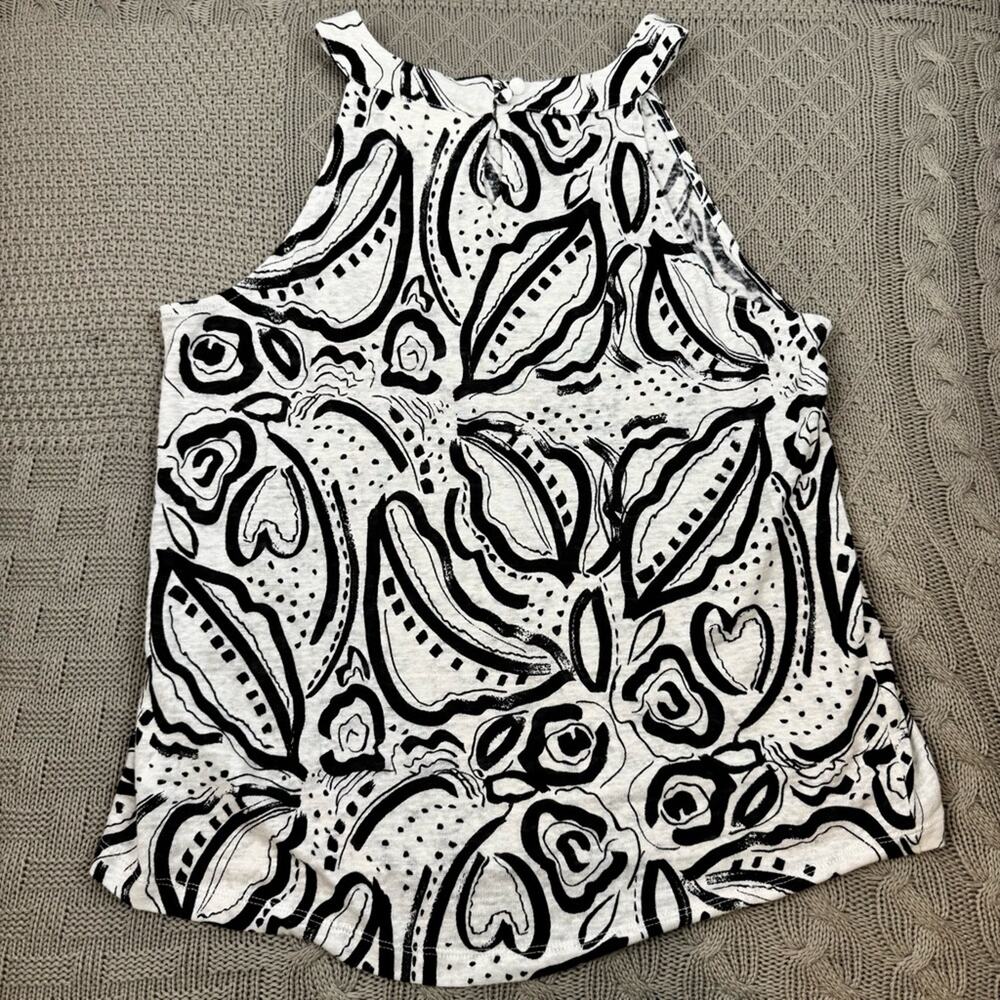 C&C California Women’s Linen Abstract Black and White Women's Top ~ M - Picture 9 of 12